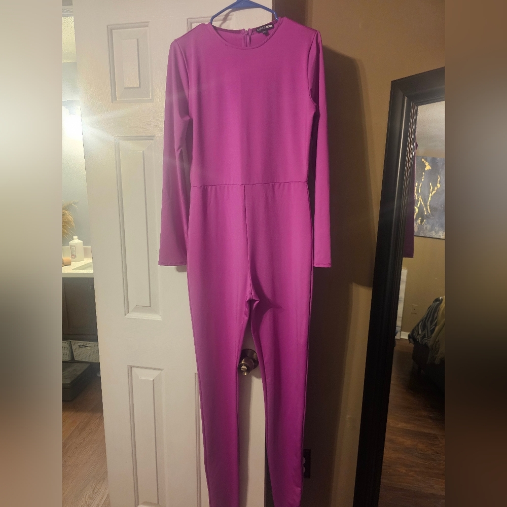 Fashion Nova Fuchsia Long Sleeve Jumpsuit